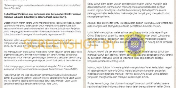 Luhut Menteri Indonesia atau Dubes Khusus China Untuk Indonesia Bukan Tulisan Akbar Tandjung