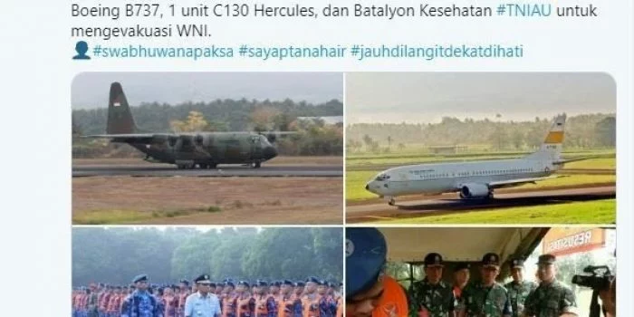 Siaga 24 Jam, TNI AU Siapkan 2 Unit Boeing 737 dan 1 Unit C130 Hercules Bantu Evakuasi WNI di China