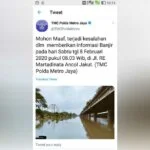 Salah Informasi Banjir, TMC Polda Metro Jaya Minta Maaf