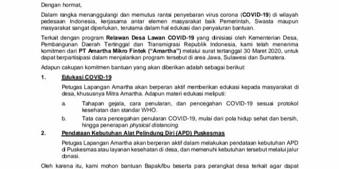 Titip Perusahaannya Lawan Corona, Stafsus Jokowi Minta Maaf dan Tarik Suratnya Ke Camat