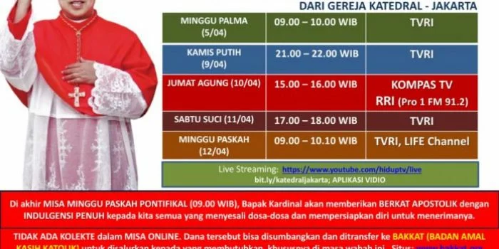 Tetap Ibadah dari Rumah, Ini Link Live Streaming Misa Online Kamis Putih Pekan Suci Paskah 2020 di TVRI hingga YouTube