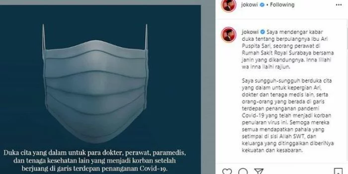 Jokowi Ucapkan Duka Cita untuk Perawat dan Janin dalam Kandungan Meninggal Dunia