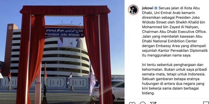 Dijadikan Nama Jalan di Abu Dhabi, Jokowi: Bukan untuk Saya Pribadi Semata-mata, Tetapi untuk Indonesia.