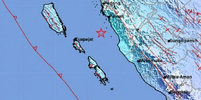 Dekat Pesisir Selatan, Gempa Magnitudo 5,3 Guncang Sumbar