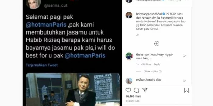 Diminta Jadi Pengacara Habib Rizieq Shihab, Hotman Paris: Banyak Pengacara Top yang Lebih Hebat dari Hotman! Gimana Saran Para Fanss??