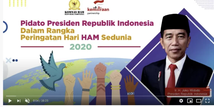 Pidato Presiden Jokowi untuk Peringatan Hari HAM, yang Like Hanya 629, yang Dislike (Tidak Suka) Mencapai 20 Ribu