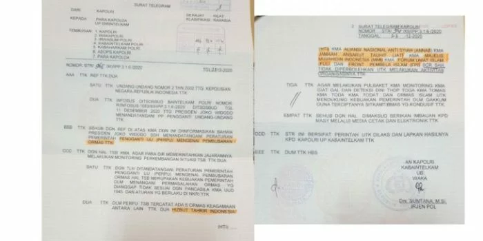 Beredar Surat Telegram Kapolri Terkait Pembubaran FPI /Twitter