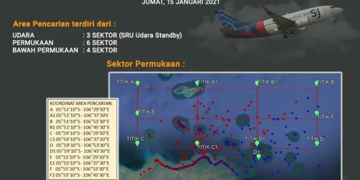 Evakuasi Sriwijaya SJ-182: 33 Kantong Jenazah, 17 Puing Pesawat Dikumpulkan