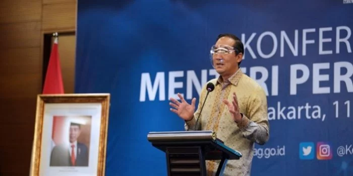 Menteri Perdagangan Muhammad Lutfi dalam konferensi pers Trade Outlook 2021, Senin (11/1/2021). (Foto : Biro Humas Kementerian Perdagangan)