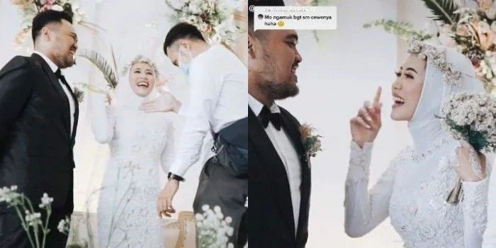 Istri Minta Peluk Mantan Kekasih di Pernikahan, Suami Tersenyum Pasrah (Foto: TikTok/ @mayangkumay)