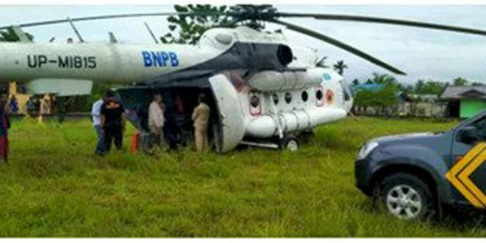 Helikopter UP-MI815 terpaksa mendarat darurat akibat cuaca buruk/Ist