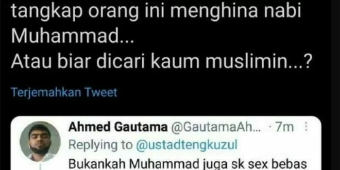 Warganet Ini Hina Nabi Muhammad, Ustad Tengku Zulkarnain: Tangkap Orang Ini atau Biar Dicari Kaum Muslimin