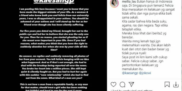 Teman Kuliah Felicia Kecewa pada Kaesang, Kimberley Neo: Lelaki macam Apa Kau?