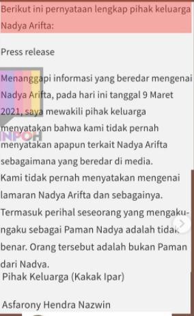 Kakak Ipar Nadya Arifta Bantah Pengakuan Firdaus Oiwobo Soal Kesultanan Bima, Siapa Sangka Bukan Paman Nadya