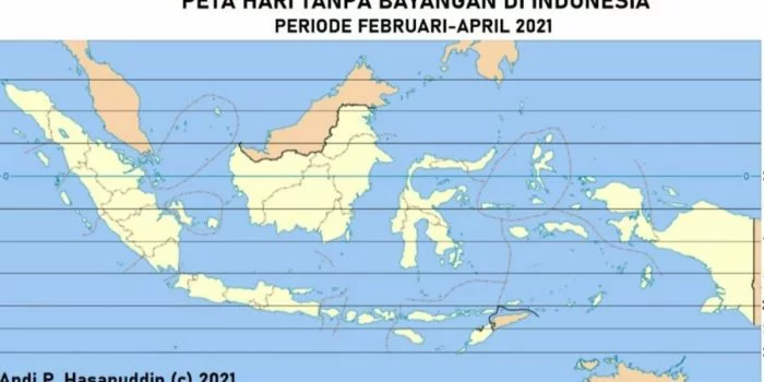 HTBM terjadi dua kali dalam setahun untuk kota-kota yang terletak di antara Garis Balik Utara (Tropic of Cancer, 23,4 Lintang Utara) dan Garis Balik Selatan (Tropic of Capricorn, 23,4 Lintang Selatan). Foto/Ist.