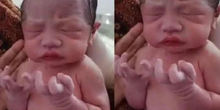 Viral Video Bayi Baru Lahir Sudah Bisa Angkat Tangan Seperti Gerakan Berdoa