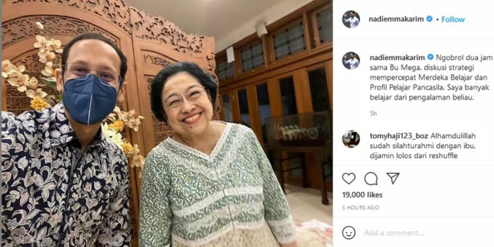 Isu Reshuffle Kabinet, Nadiem Makarim Unggah Foto Bareng Megawati