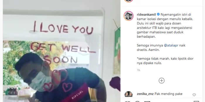 Istri Positif Infeksi Covid-19, Ridwan Kamil Tulis 'I Love You' Pakai Lipstik di Dinding Kamar