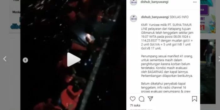 Video Detik-detik KMP Yunicee Tenggelam di Perairan Gilimanuk Bali