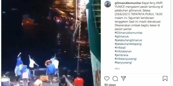 KMP Yunicee Tenggelam di Perairan Gilimanuk Bali