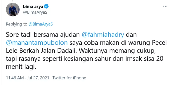 Anies Baswedan Akui Tak Masalah Makan 20 Menit, Bima Arya Akui : Seperti Kesiangan Sahur dan Imsak