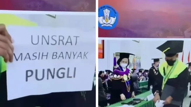 Viral! Mahasiswa Unsrat Beri Kertas Pesan Pungli ke Kamera Saat Prosesi Wisuda